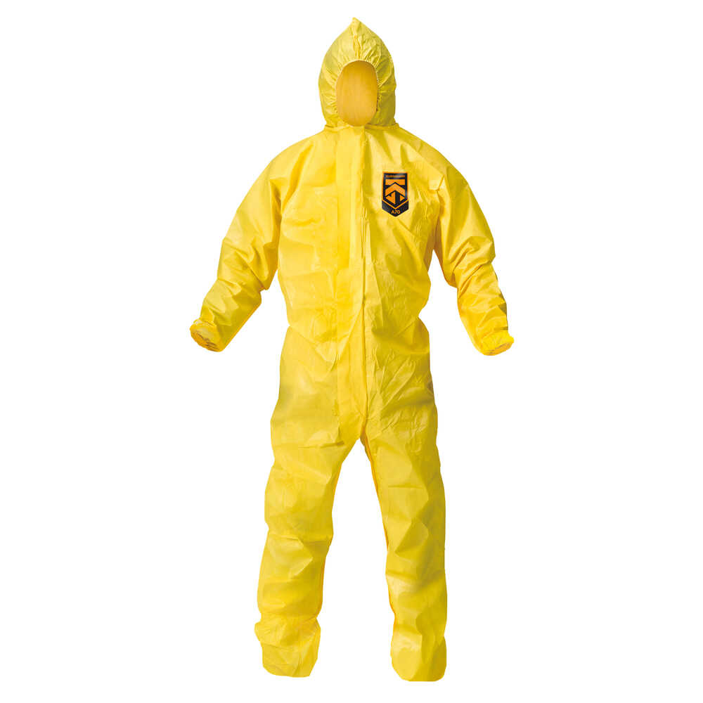 KLEENGUARD* A70 Chemical Spray Protection Coveralls / Hooded / Yellow, Sizes-M-09812, L-09813 (12 Packs/Case, 1 Unit/Pack)