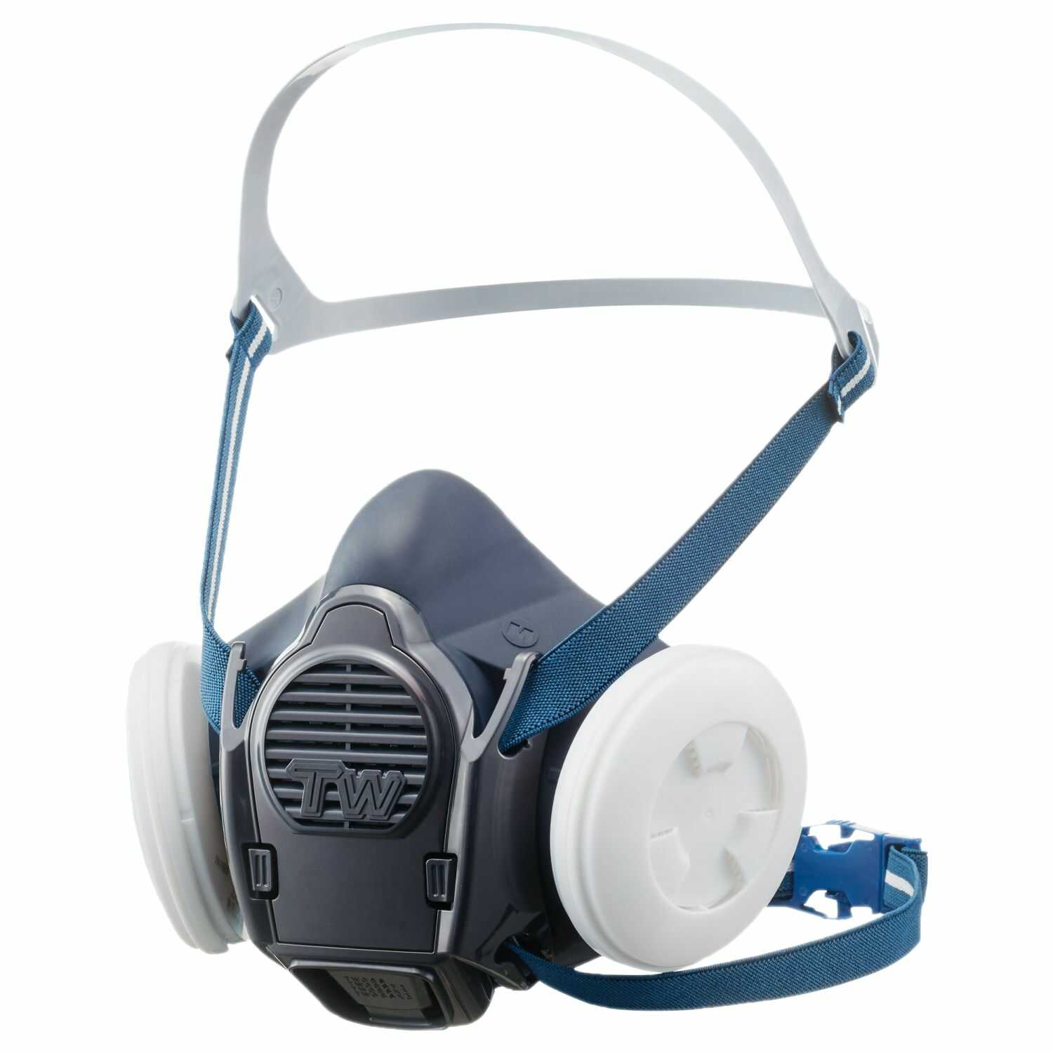 Shigematsu TW08S Reusable Half Face Gas, Respirator with Speaking Diaphragm, Blue, Dual Cartridge, Medium 12162, Pack of 1, (Cartridge not Included)
