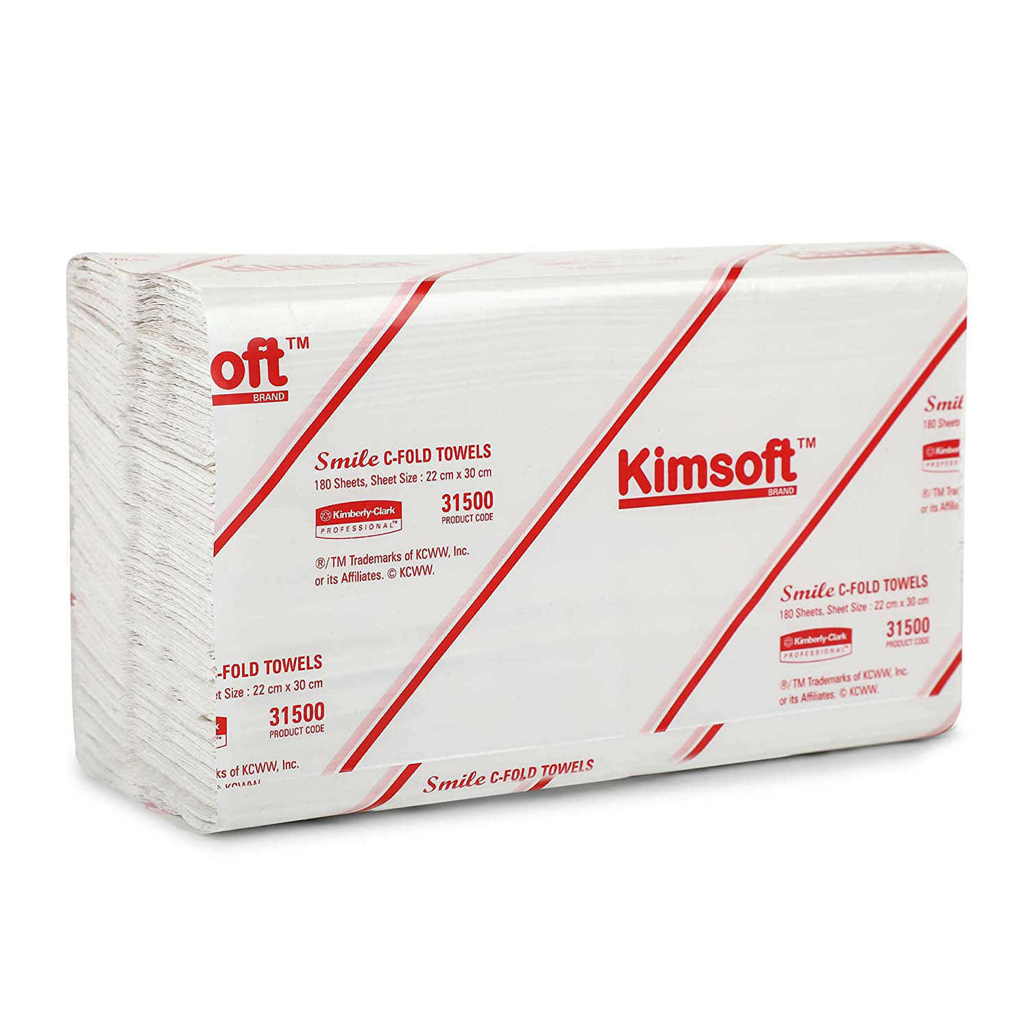 Kimberly Clark* Kimsoft* Compact Fold Hand Towels, 31500 (Pack of 30/Case, 180 Sheets/Pkt, Total 5400 Sheets)