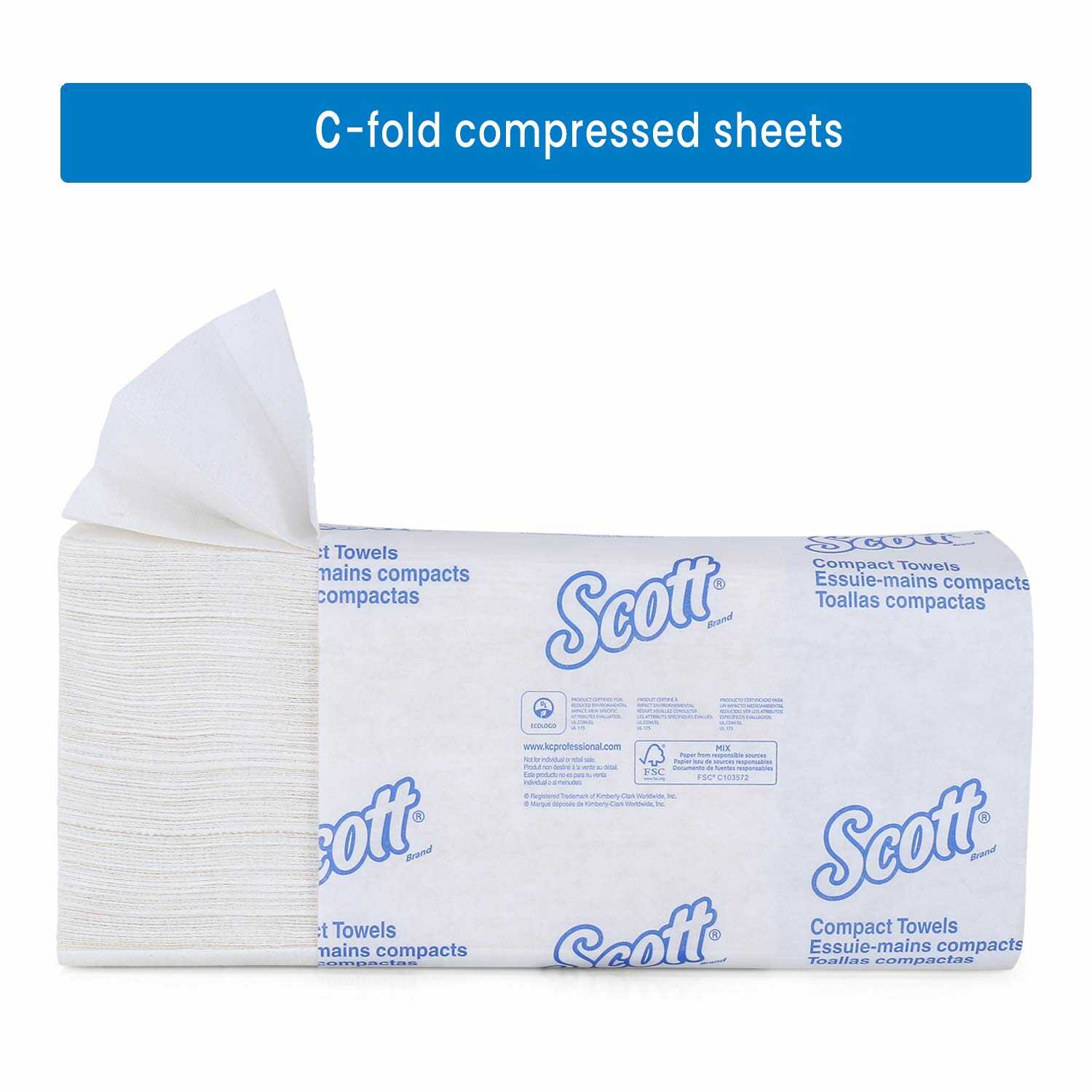 Kimberly Clark* Scott* Compact Fold Hand Towels, 5855 (Pack of 16/Case, 110 Sheets/Pack, Total 1760 Sheets)