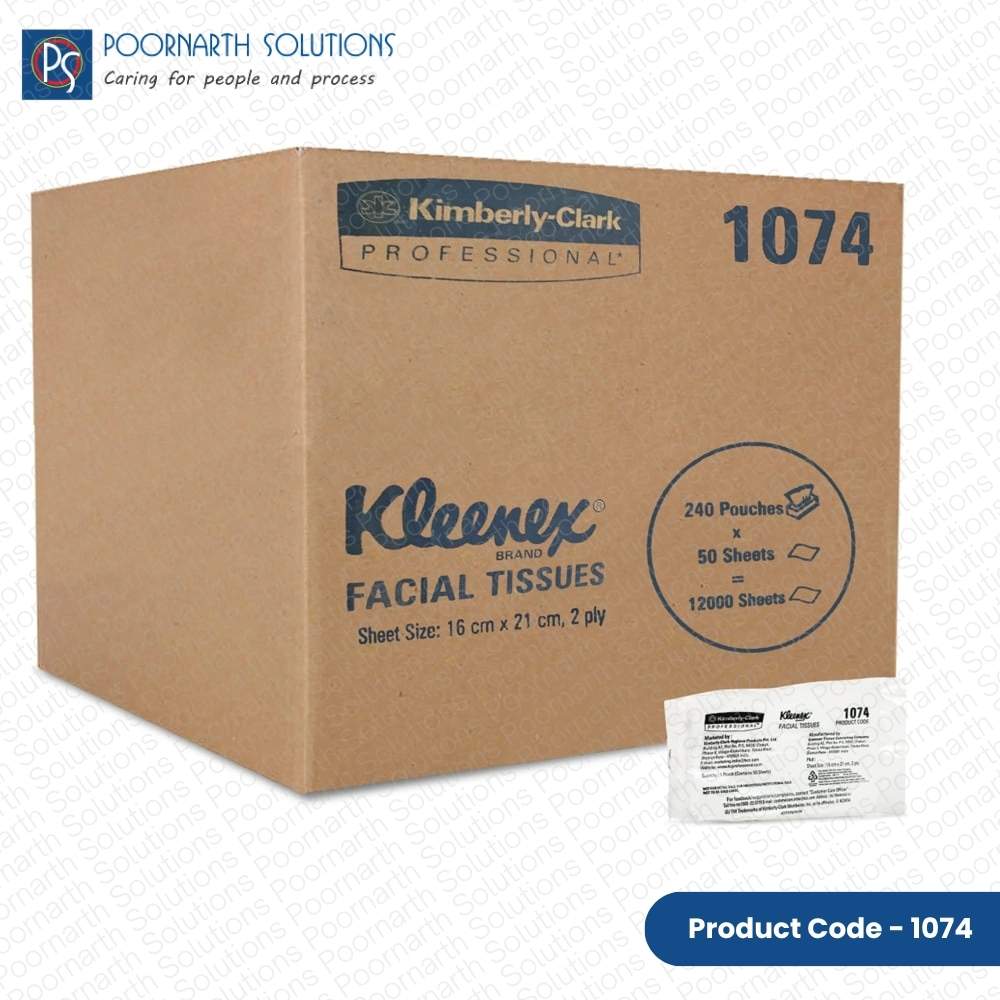 Kimberly Clark* Kleenex* Facial Tissue, 2 Ply,  1074 (Pack of 240 Box/Case, 50 Sheets/Box, Total 12,000 Sheets)