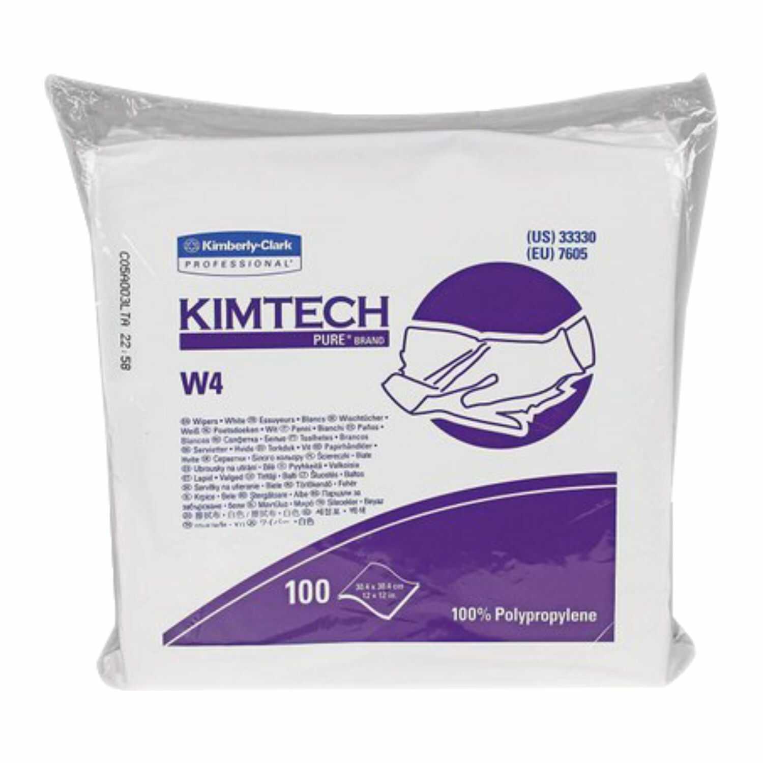 KIMTECH PURE* W4 Wipers/ Flat Sheet /White / 30.4 cm x 30.4 cm, 33330 (Pack of 5 )