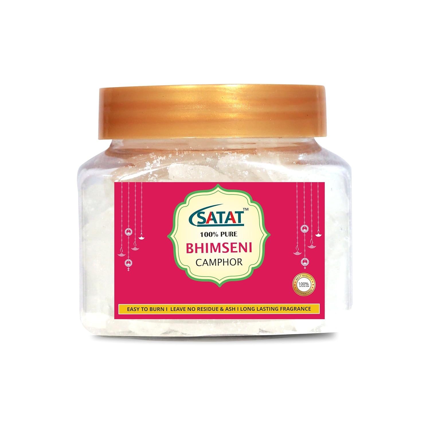 SATAT Pure Bhimseni Camphor 100g Jar - Pack of 1 | 100% Pure & Organic | for Puja, Aromatherapy & Air Freshener | Soothing Fragrance