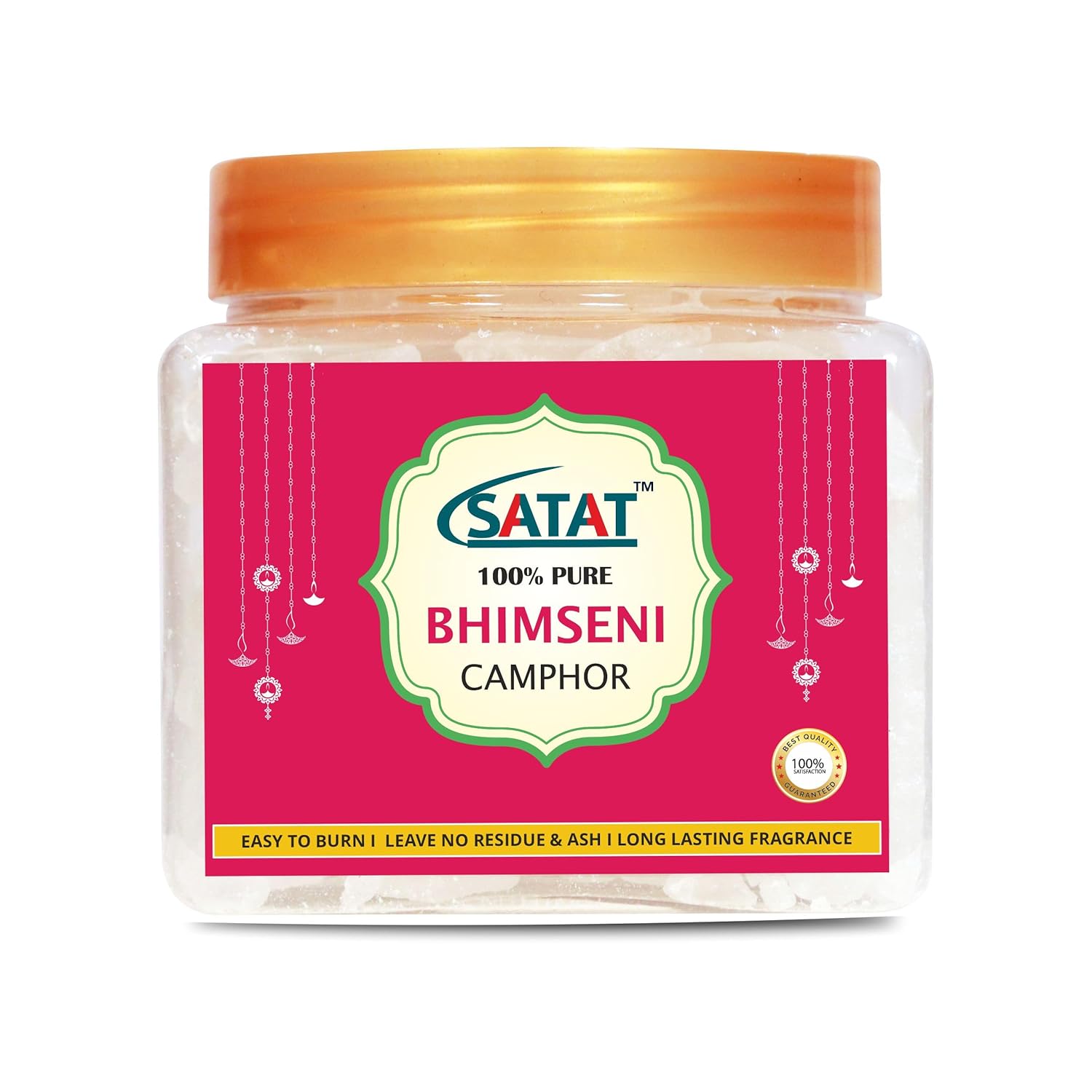SATAT Bhimseni Camphor 50g Jar - 100% Pure & Organic for Puja, Aromatherapy & Air Freshening | Camphor for Home Use
