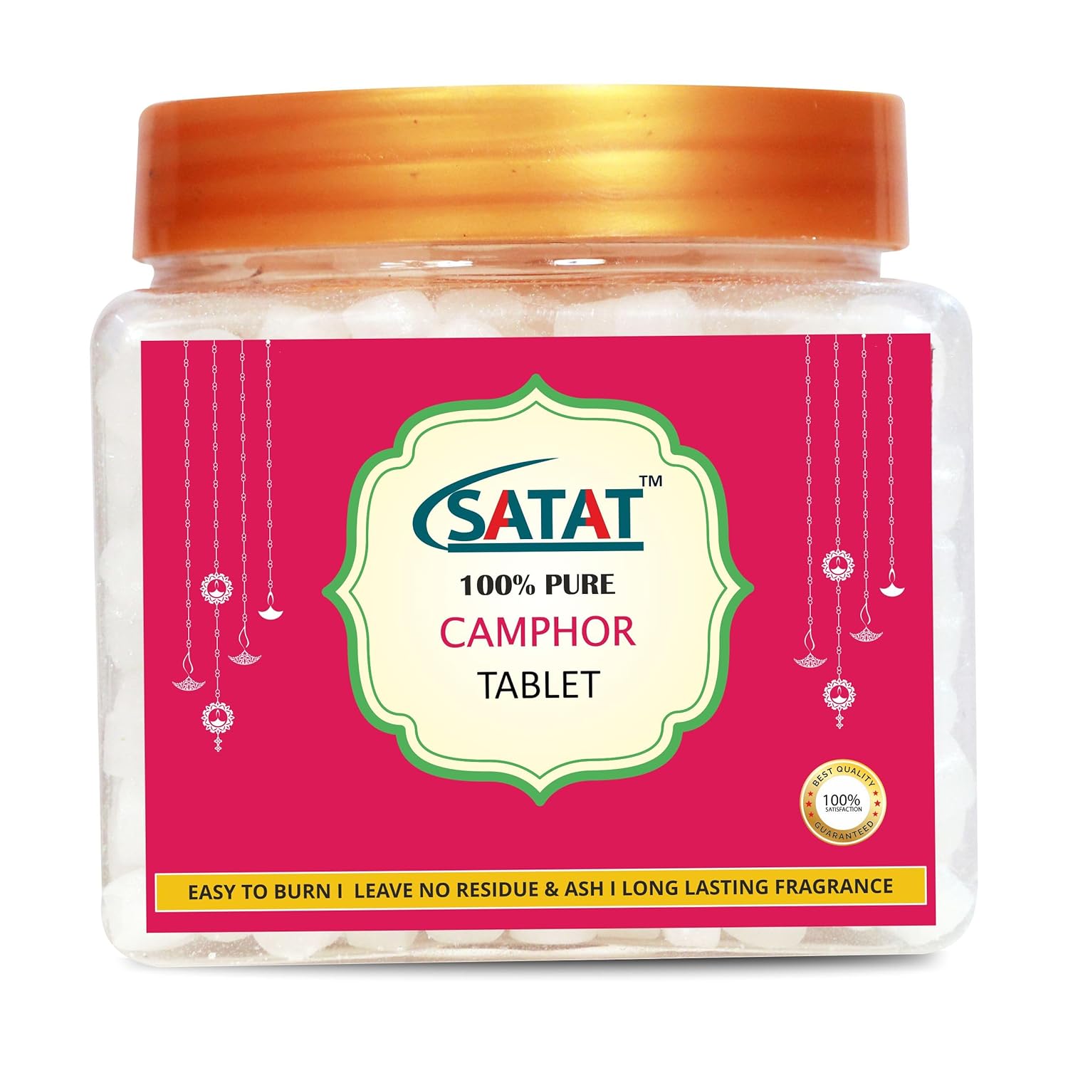 SATAT Camphor Tablets 250g Jar | Pure Camphor Tablets | for Puja, Hawan, Festivals & Other Religious Rituals | No Chemicals | Leaves No Residue or Ash