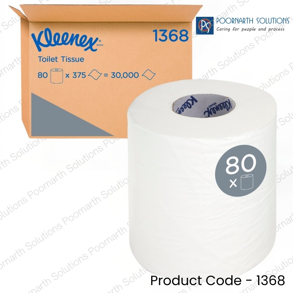 Kleenex® Toilet Tissue (1368) – 2-Ply Embossed, 80 Rolls / Case, 375 Sheets / Roll (30,000 Sheets Total)