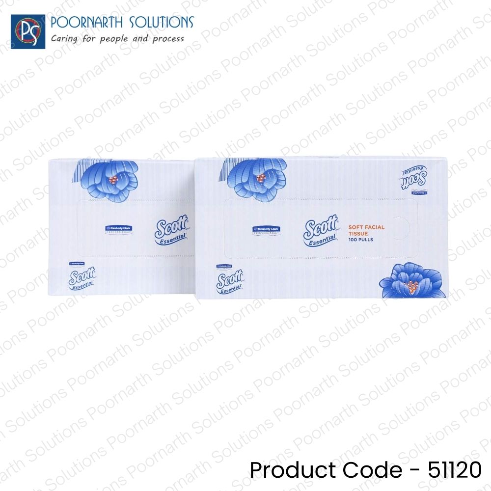 Scott® Essential Facial Tissue (51120) — 2-Ply Flat Box, 100 Pulls / Box, 2 Box/Combo, 24 Combo/Case (4,800 Tissues Total)