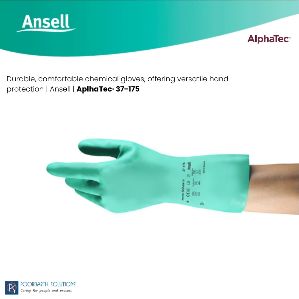 Ansell AlphaTec Solvex 37-175 | Nitrile Chemical Resistant Gloves | Cotton Flock Comfort & Food Safe Protection