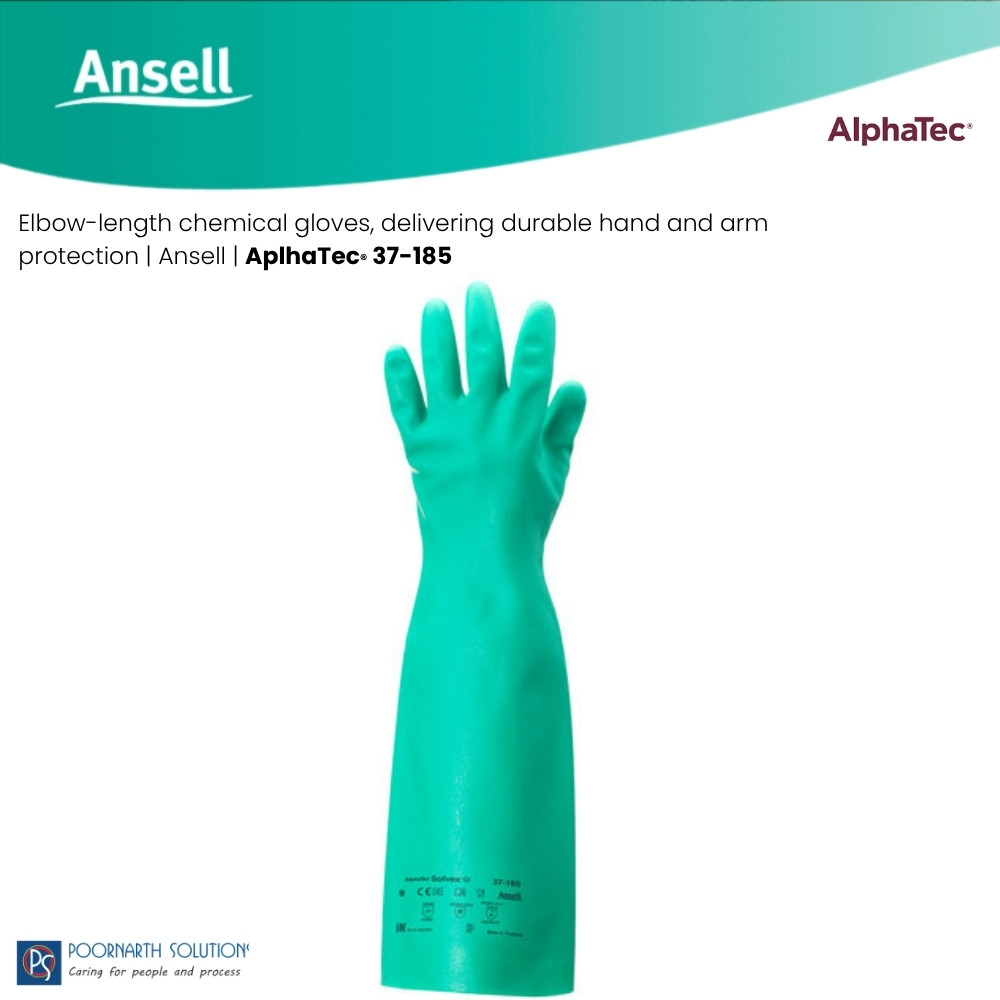 Ansell AlphaTec Solvex 37-185 | Elbow-Length Nitrile Chemical-Resistant Gloves | Type A Protection