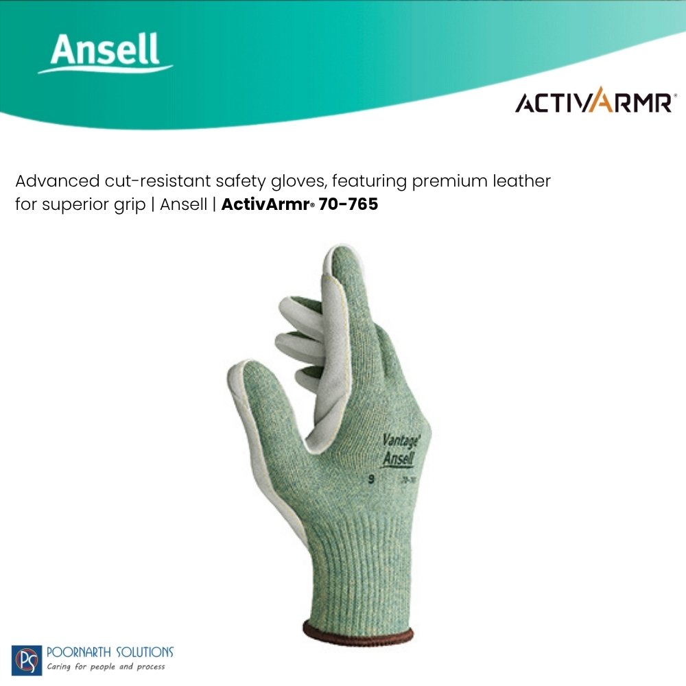 Ansell ActivArmr 70-765 | Cut Resistant Leather Palm Gloves with Kevlar® | Industrial Safety & Heat Protection