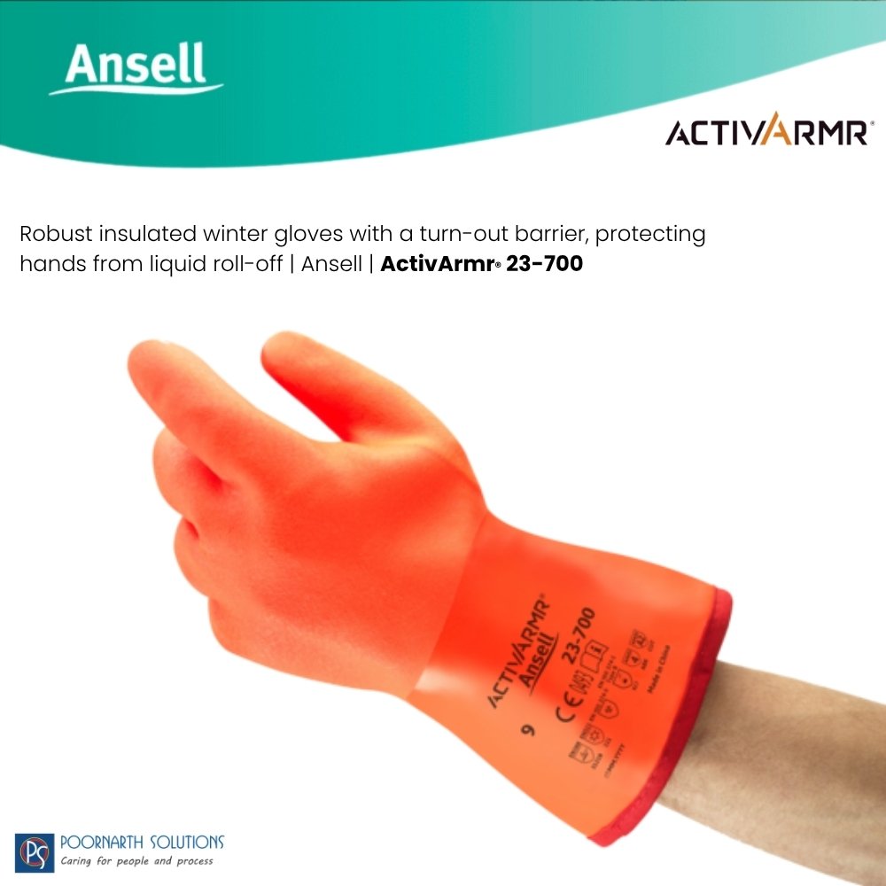 Ansell ActivArmr 23-700 | PVC Coated Insulated Work Gloves | Cold Resistant, Chemical Resistant Industrial Gloves