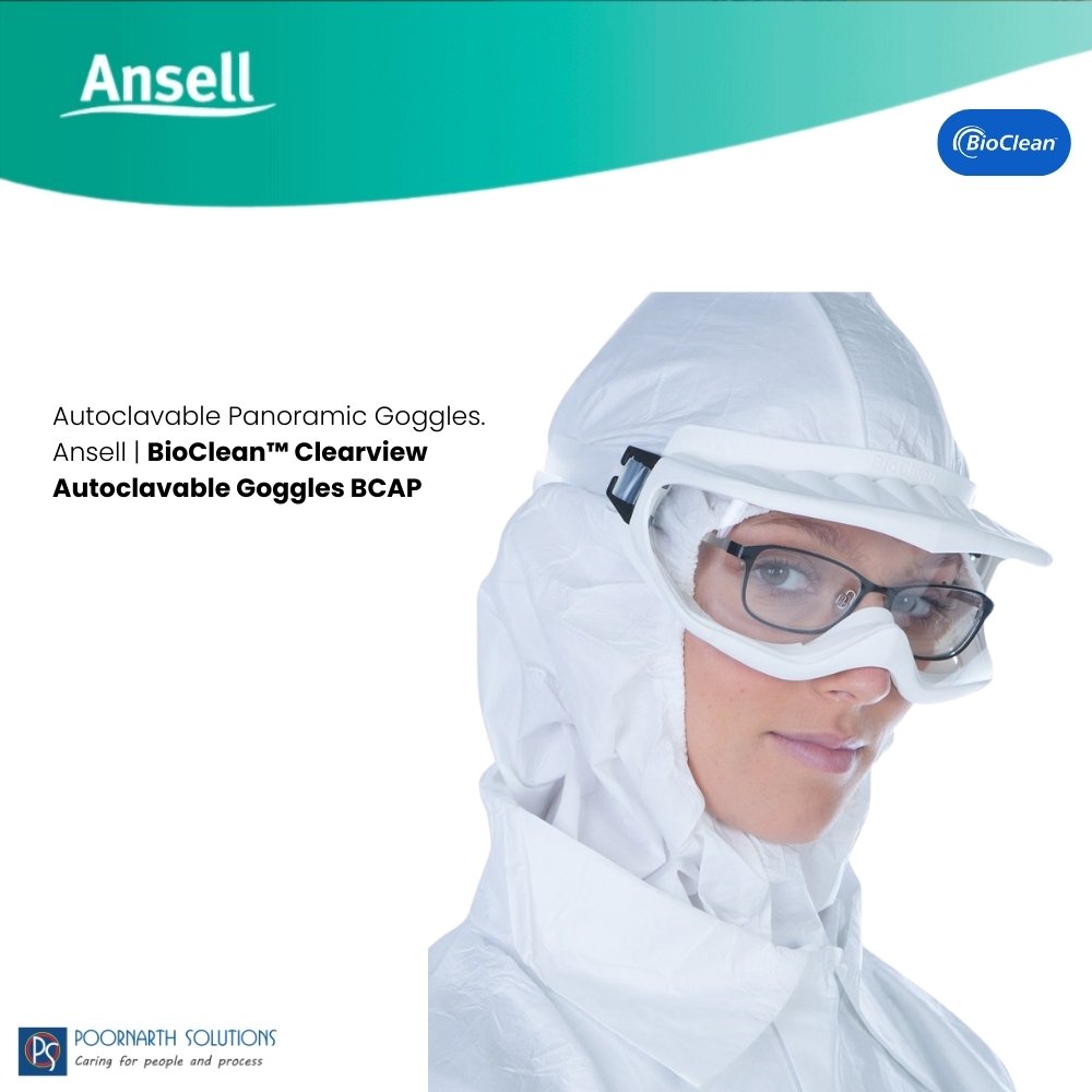 Ansell BioClean Clearview Autoclavable Cleanroom Goggles BCAP | Anti-Fog Sterile PPE Eye Protection