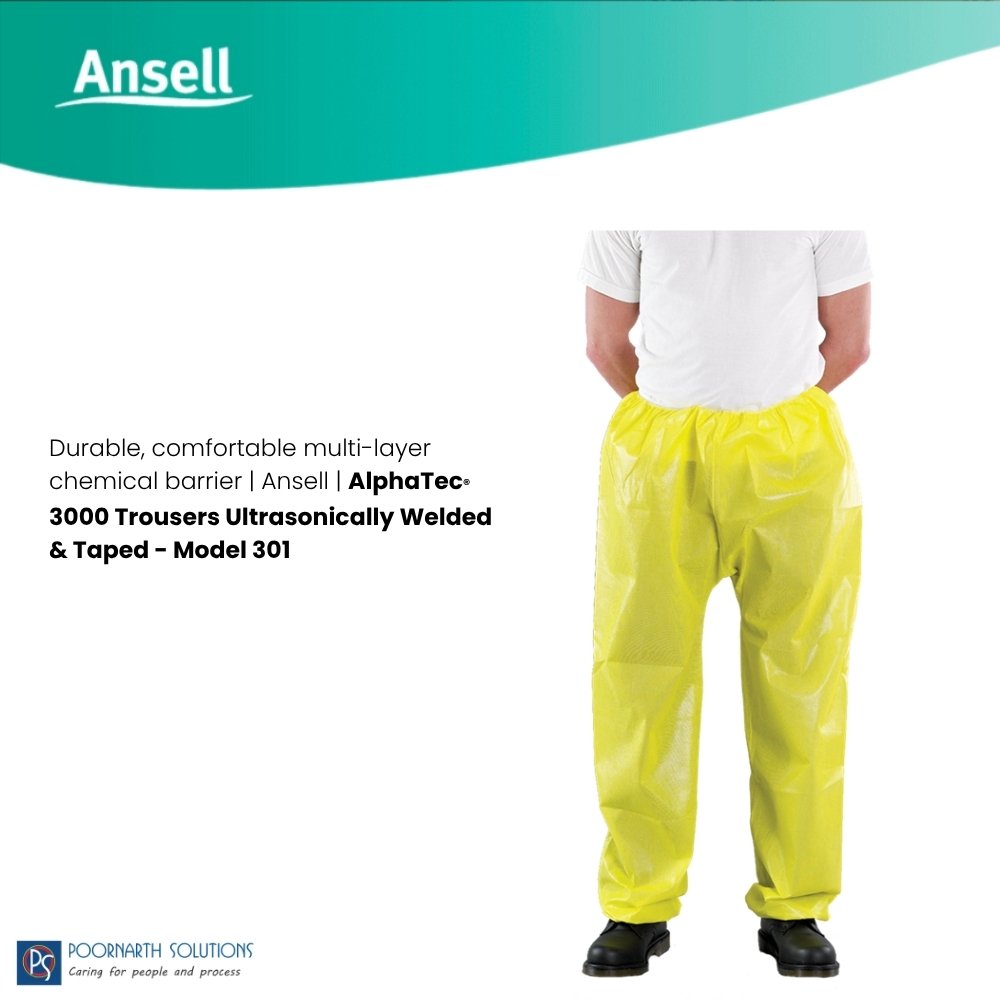Ansell AlphaTec 3000 Ultrasonically Welded Taped Protective Trousers Model 302 | Chemical & Particle Barrier PPE