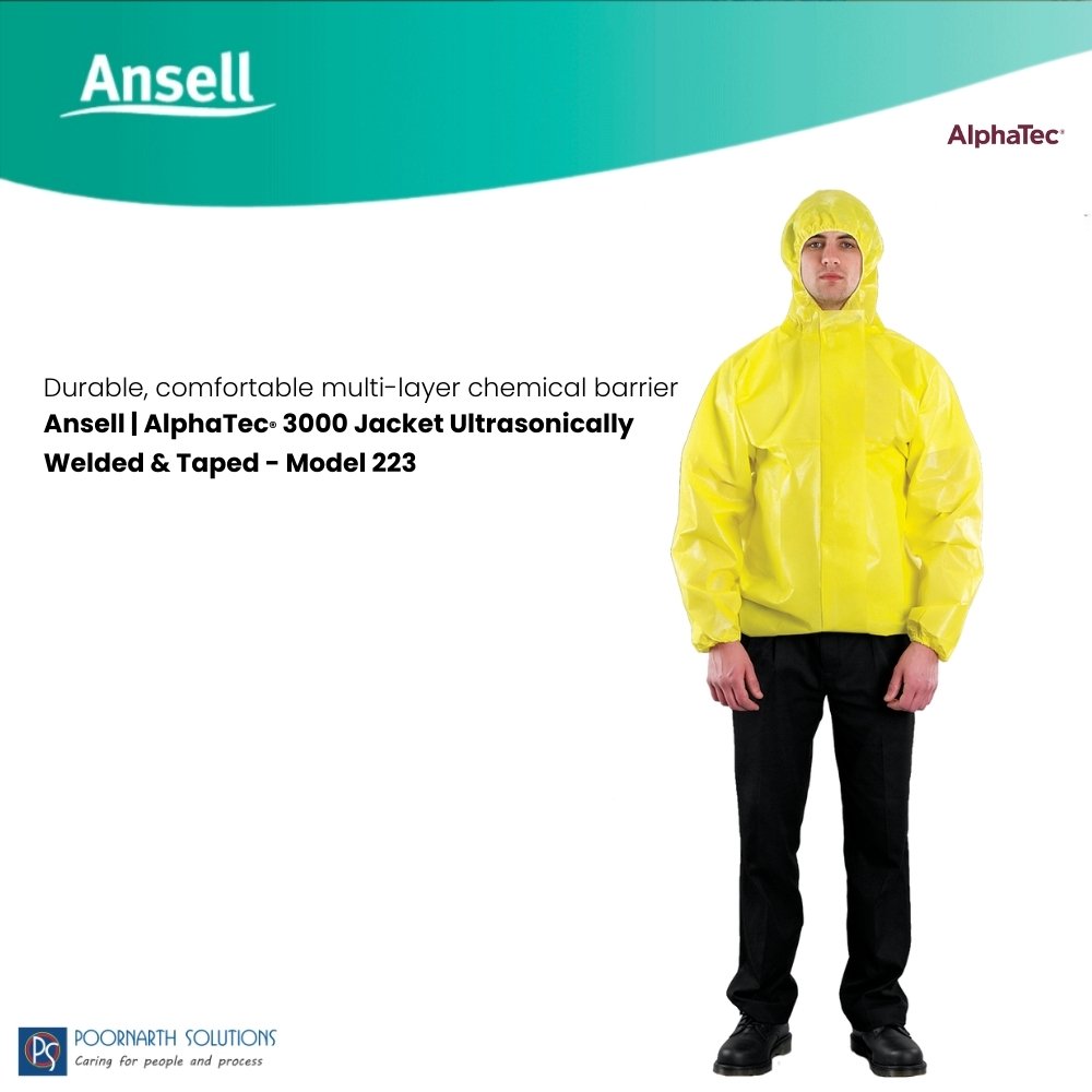 Ansell AlphaTec 3000 Ultrasonically Welded Taped Protective Jacket Model 223 | Chemical & Particle Barrier PPE Jacket