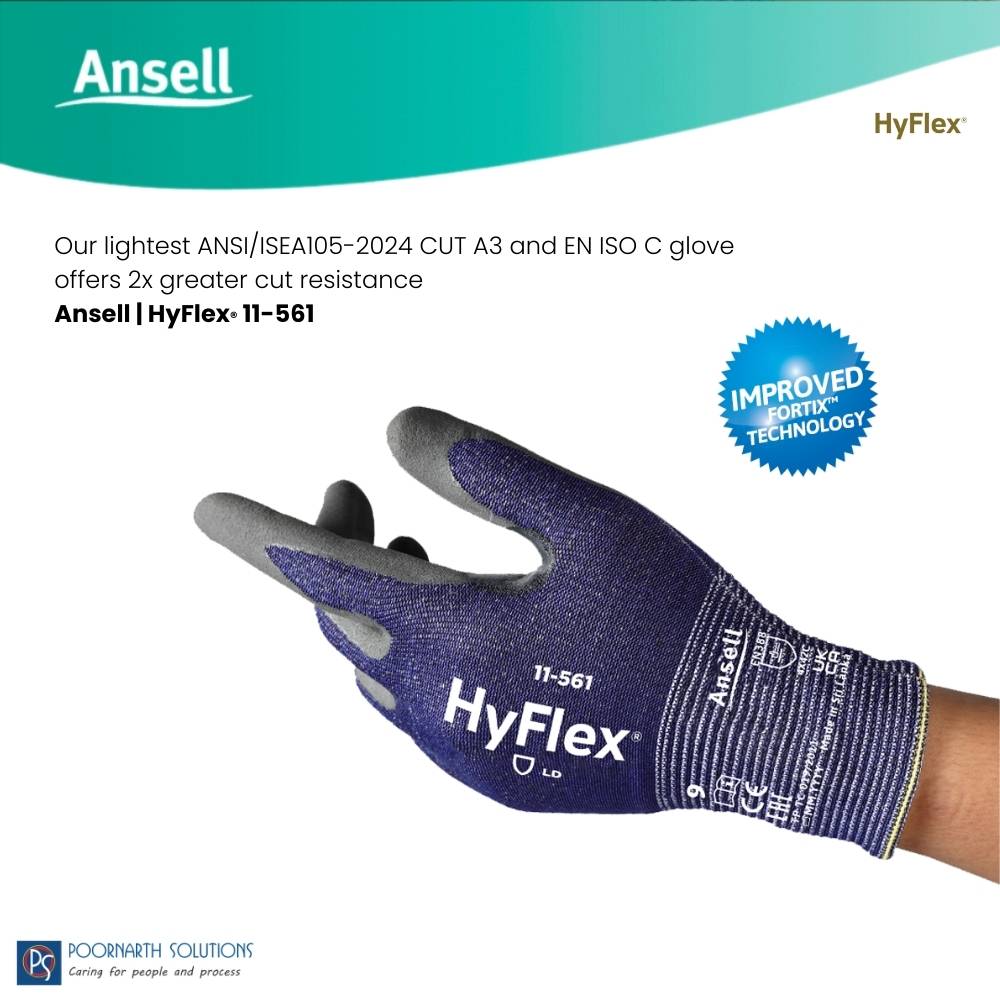 Ansell HyFlex 11-561 | Cut-Resistant Knit Gloves with 6-Coated HPPE & Silicone Grip | Industrial Handling