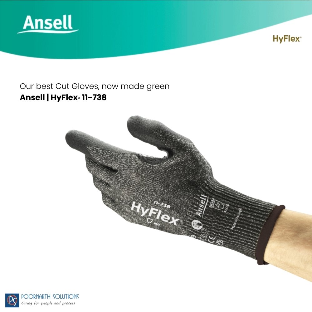Ansell HyFlex 11-738 | HPPE & Glass Fiber Cut-Resistant Gloves with Nitrile Coating | Industrial Handling & Safety