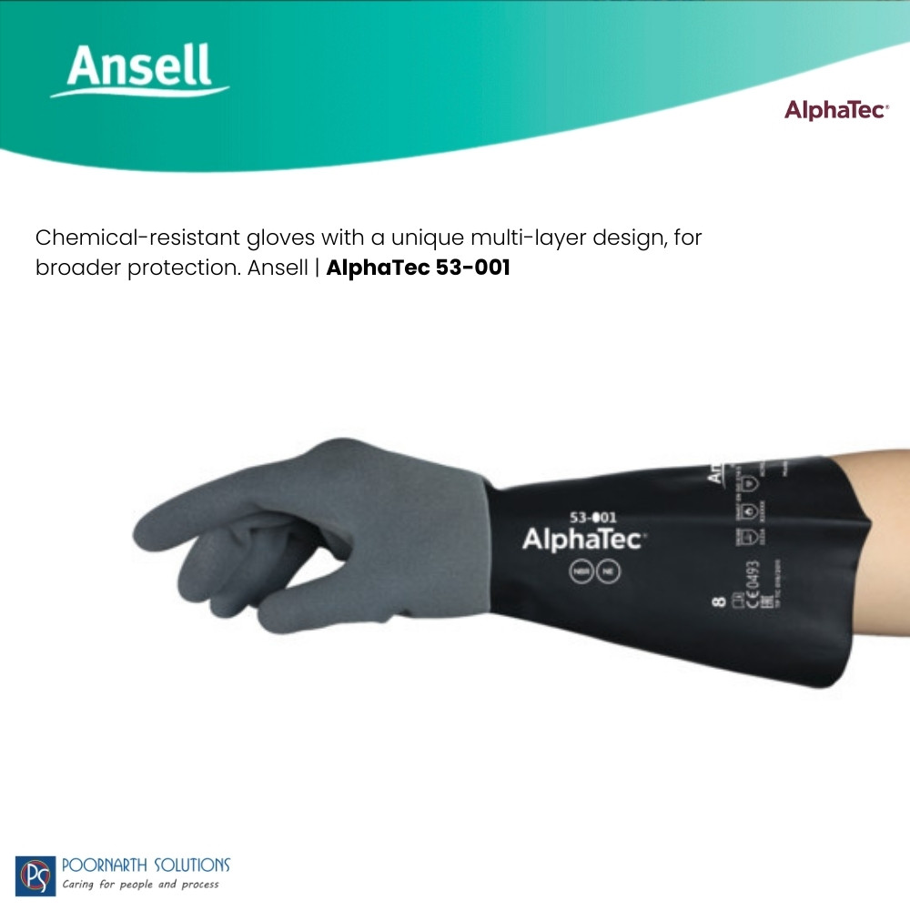 Ansell AlphaTec 53-001 | Nitrile Chemical-Resistant Safety Gloves | Industrial & Hazard Protection