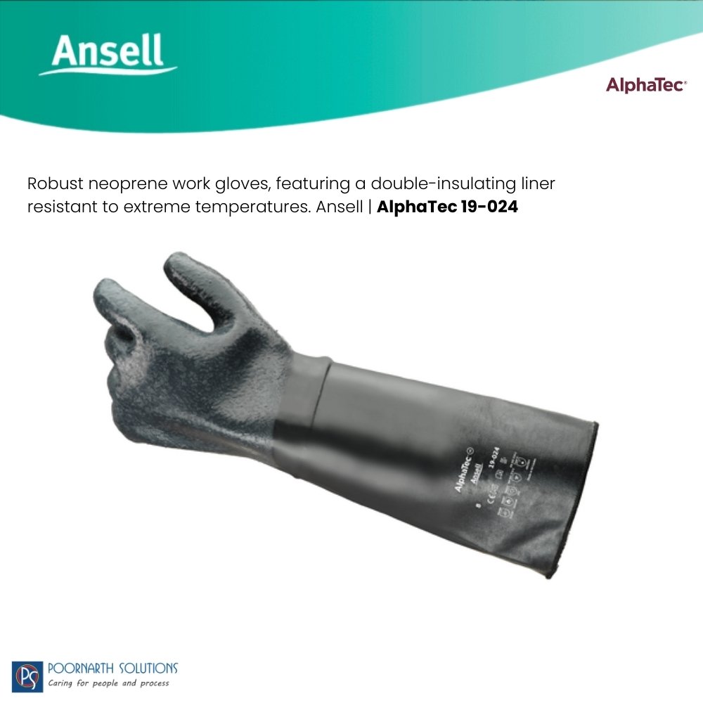Ansell AlphaTec 19-024 | Nitrile Chemical & Solvent Resistant Safety Gloves | Industrial PPE Hand Protection