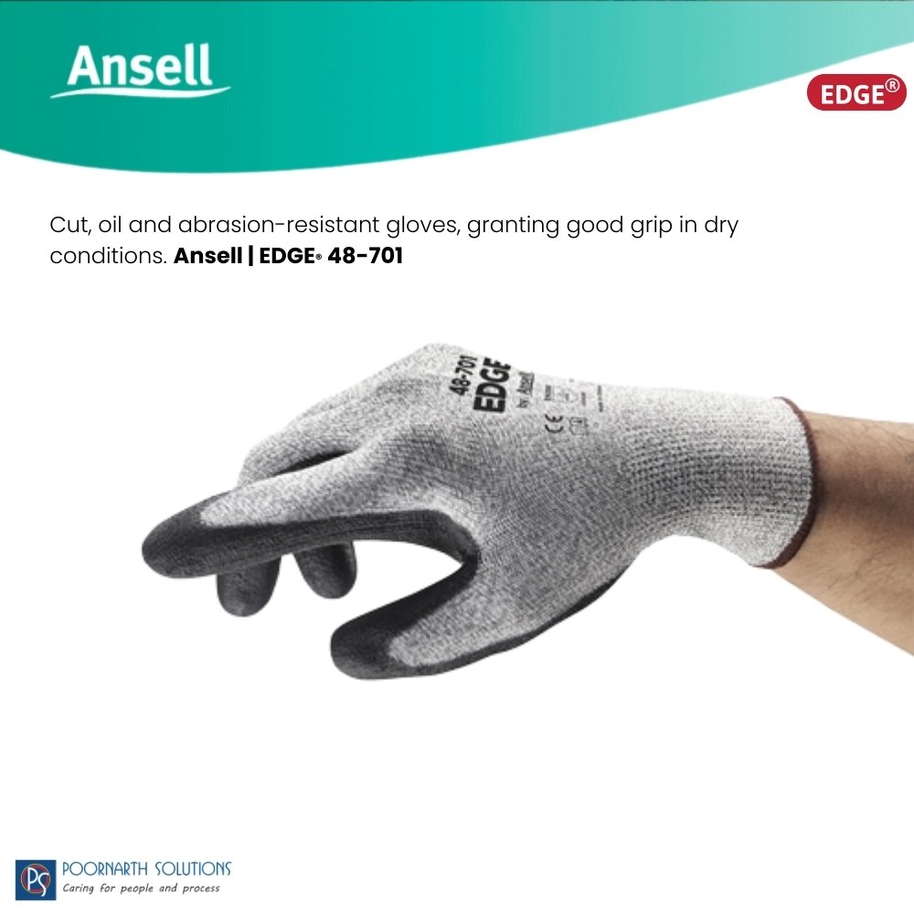 Ansell EDGE 48-701 | PU-Coated Abrasion & Cut-Resistant Gloves | Industrial & Safety Protection
