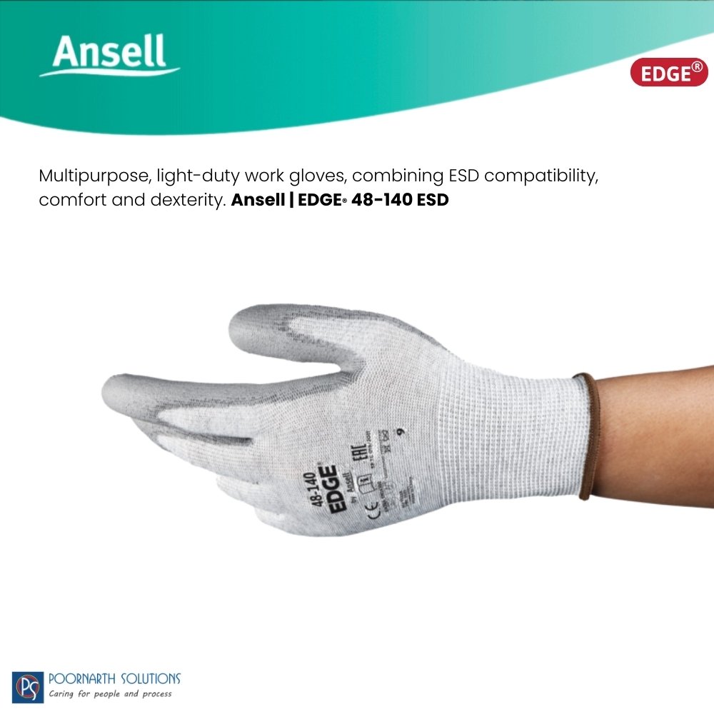 Ansell EDGE 48-140 ESD Anti-Static Safety Gloves | Electrostatic Discharge Protection